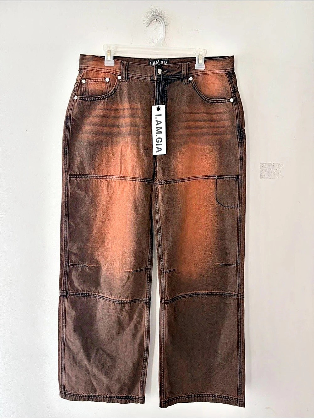 I.AM.GIA Misty Jean Cargo Straight Leg Jeans Brown Size Medium NWT